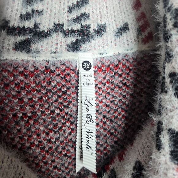 Leo & Nicole Plaid Cowl Neck Sweater Soft Size 3X Long Sleeves - Picture 7 of 8
